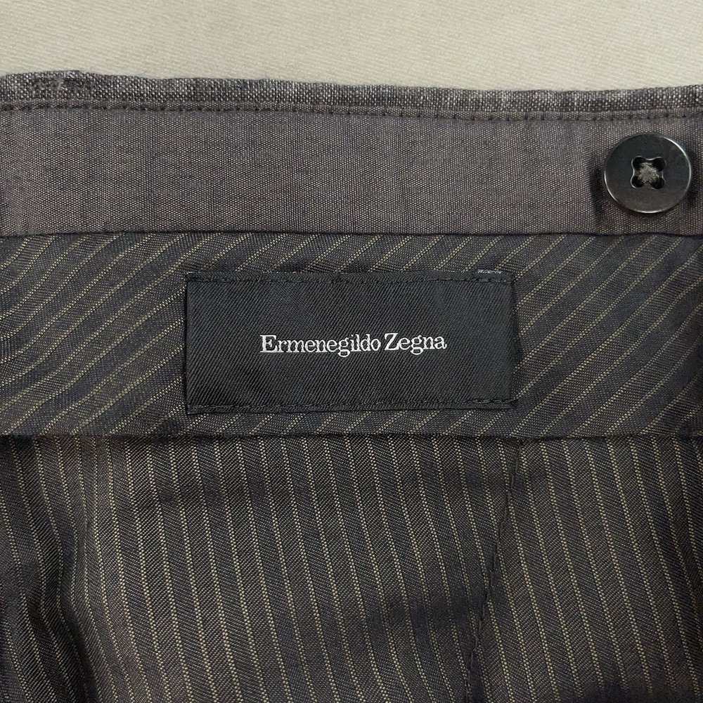Ermenegildo Zegna Pants Mens 34x32 Gray 100% Linen Straight Leg Dress Business - Picture 7 of 15